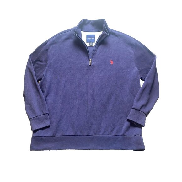 US Polo‎ Assn Sweater Adult 2XL XXL 1/4 Zip Mock Neck Embroidered Logo Mens - Picture 1 of 7